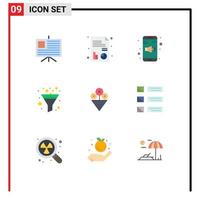 Modern Set of 9 Flat Colors and symbols such as list design sound gift sort Editable Vector Design Elements