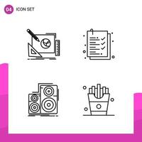 Outline Icon set Pack of 4 Line Icons isolated on White Background for responsive Website Design Print and Mobile Applications vector