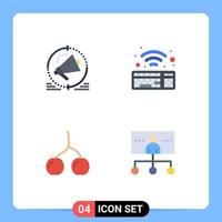 4 Creative Icons Modern Signs and Symbols of advertising cherry announcement wifi business Editable Vector Design Elements