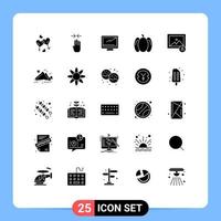 conjunto de 25 paquetes de glifos sólidos comerciales para pimientos de imagen pellizco alimentos imac elementos de diseño vectorial editables vector