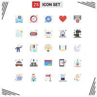 Set of 25 Vector Flat Colors on Grid for message delete global favorite love Editable Vector Design Elements