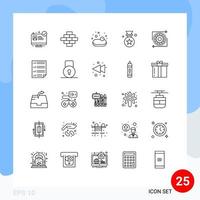 Group of 25 Modern Lines Set for process management supermarket gear price Editable Vector Design Elements