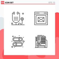 colección de 4 iconos vectoriales en estilo de línea símbolos de esquema modernos para web y signo de icono de línea móvil aislado en fondo blanco 4 iconos vector