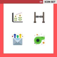 Group of 4 Modern Flat Icons Set for finance referee entrance mail whistle Editable Vector Design Elements