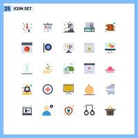 Pictogram Set of 25 Simple Flat Colors of construction keyboard presentation online book Editable Vector Design Elements