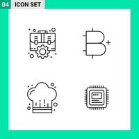 Pack of 4 Line Style Icon Set Outline Symbols for print Creative Signs Isolated on White Background 4 Icon Set vector