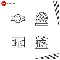 Collection of 4 Vector Icons in Line style Pixle Perfect Outline Symbols for Web and Mobile Line Icon Signs on White Background 4 Icons