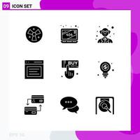 9 Universal Solid Glyphs Set for Web and Mobile Applications click sale professor user interface Editable Vector Design Elements