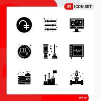 Creative Set of 9 Universal Glyph Icons isolated on White Background vector