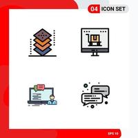 4 Filledline Flat Color concept for Websites Mobile and Apps coding marketing layers business course Editable Vector Design Elements