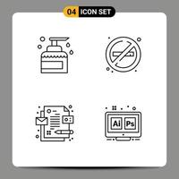 Stock Vector Icon Pack of 4 Line Signs and Symbols for cleaning corporate product no id Editable Vector Design Elements