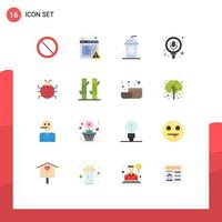 16 Flat Color concept for Websites Mobile and Apps nature insect drink cute record Editable Pack of Creative Vector Design Elements