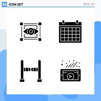 Modern 4 solid style icons Glyph Symbols for general use Creative Solid Icon Sign Isolated on White Background 4 Icons Pack vector