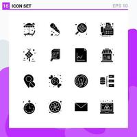 Set of 16 Commercial Solid Glyphs pack for creative decoration camping device contact Editable Vector Design Elements