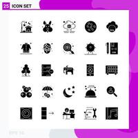 Solid Icon set Pack of 25 Glyph Icons isolated on White Background for Web Print and Mobile vector