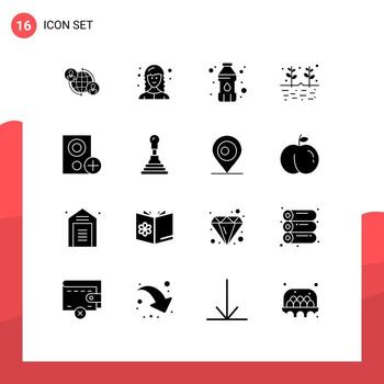 conjunto de 16 iconos de interfaz de usuario modernos símbolos signos para dispositivos granos desarrollador web jardín agricultura elementos de diseño vectorial editables vector