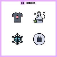 4 iconos creativos signos y símbolos modernos del servidor de camisetas spring spa internet elementos de diseño vectorial editables vector