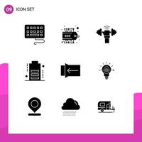 Pictogram Set of 9 Simple Solid Glyphs of success touch power slide devices Editable Vector Design Elements