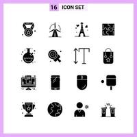 16 Icons in Solid Style Glyph Symbols on White Background Creative Vector Signs for Web mobile and Print