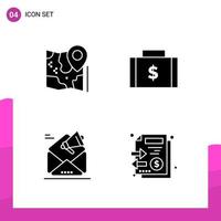 Glyph Icon set Pack of 4 Solid Icons isolated on White Background for responsive Website Design Print and Mobile Applications vector