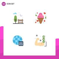 4 Thematic Vector Flat Icons and Editable Symbols of bench world date love server settings Editable Vector Design Elements