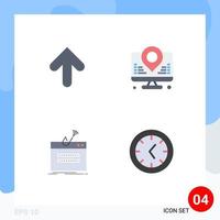 Pack of 4 creative Flat Icons of arrow internet upload location password Editable Vector Design Elements