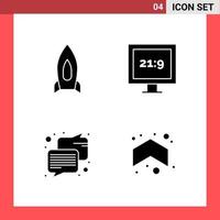 4 Icon Pack Solid Style Glyph Symbols on White Background Simple Signs for general designing vector