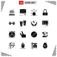 16 Icons Solid Style Grid Based Creative Glyph Symbols for Website Design Simple Solid Icon Signs Isolated on White Background 16 Icon Set vector