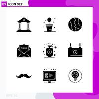 Solid Icon set Pack of 9 Glyph Icons isolated on White Background for Web Print and Mobile vector