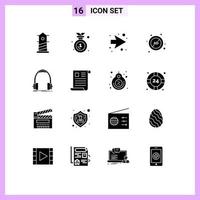 paquete de iconos de vectores de stock de 16 signos y símbolos de línea para auriculares audio siguiente protección publicidad elementos de diseño de vectores editables
