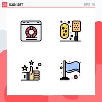 Universal Icon Symbols Group of 4 Modern Filledline Flat Colors of help favorites protection bathroom like Editable Vector Design Elements