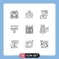 9 Outline concept for Websites Mobile and Apps tool paint spring brush user Editable Vector Design Elements