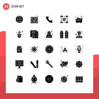 Stock Vector Icon Pack of 25 Line Signs and Symbols for payments network call currency ring Editable Vector Design Elements