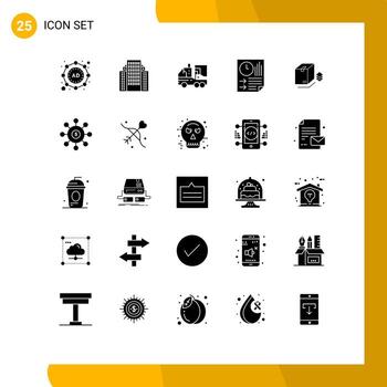 User Interface Pack of 25 Basic Solid Glyphs of box paper biology page bars Editable Vector Design Elements