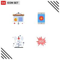 4 Flat Icon concept for Websites Mobile and Apps chart ecommerce favorite mobile communication tower tag Editable Vector Design Elements