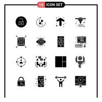 Set of 16 Solid Style Icons for web and mobile Glyph Symbols for print Solid Icon Signs Isolated on White Background 16 Icon Set vector