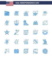 25 iconos creativos de estados unidos, signos de independencia modernos y símbolos del 4 de julio de acción de gracias, vela americana, corazón de estados unidos, elementos de diseño vectorial editables del día de estados unidos vector