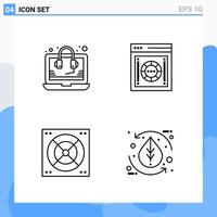 Modern 4 Line style icons Outline Symbols for general use Creative Line Icon Sign Isolated on White Background 4 Icons Pack vector