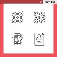 Stock Vector Icon Pack of 4 Line Signs and Symbols for cd connect video time seo tag Editable Vector Design Elements