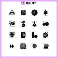 16 Icons in Solid Style Glyph Symbols on White Background Creative Vector Signs for Web mobile and Print