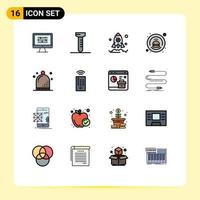 Universal Icon Symbols Group of 16 Modern Flat Color Filled Lines of hat celebration business transport food Editable Creative Vector Design Elements