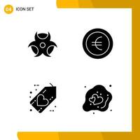 4 Icon Set Solid Style Icon Pack Glyph Symbols isolated on White Backgound for Responsive Website Designing vector