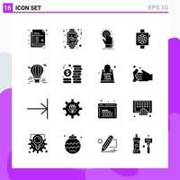 Set of 16 icons in solid style Creative Glyph Symbols for Website Design and Mobile Apps Simple Solid Icon Sign Isolated on White Background 16 Icons vector