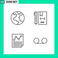 Pack of 4 Line Style Icon Set Outline Symbols for print Creative Signs Isolated on White Background 4 Icon Set vector