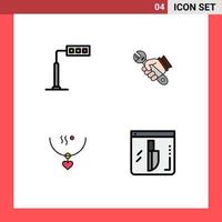 User Interface Pack of 4 Basic Filledline Flat Colors of construction amulet road fix marriage Editable Vector Design Elements