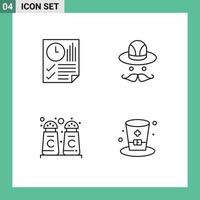 Group of 4 Filledline Flat Colors Signs and Symbols for data cinnamon coffee report hat glasss Editable Vector Design Elements