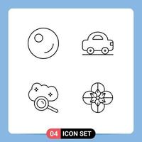 Mobile Interface Line Set of 4 Pictograms of peas cloud search car cloud computing anemone Editable Vector Design Elements