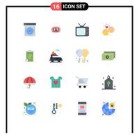 16 concepto de color plano para sitios web móviles y aplicaciones bin emoji caras sonrientes digitales par paquete editable de elementos de diseño de vectores creativos
