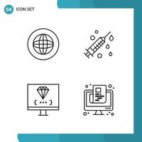 Vector Pack of 4 Outline Symbols Line Style Icon Set on White Background for Web and Mobile