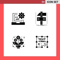 4 Icon Pack Solid Style Glyph Symbols on White Background Simple Signs for general designing vector